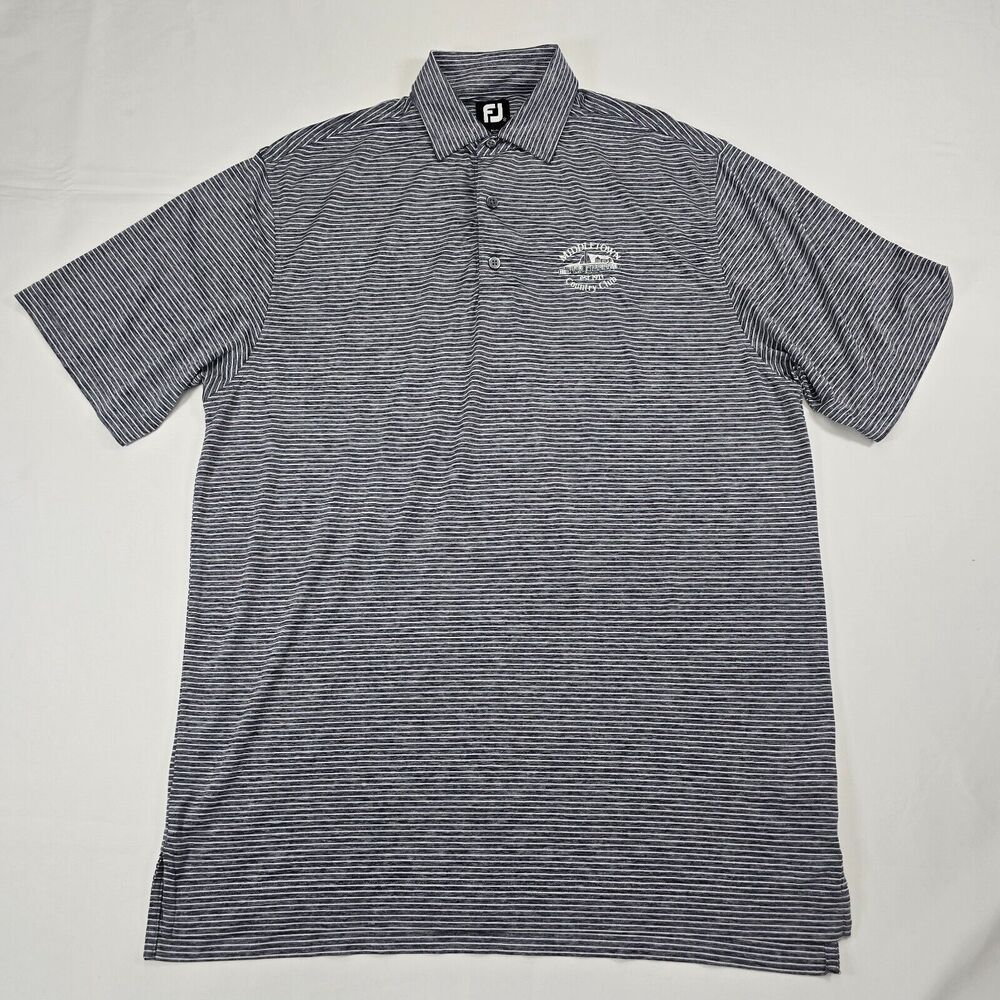 FootJoy Men's Gray Striped Polo Shirt Size M Runs BIG
